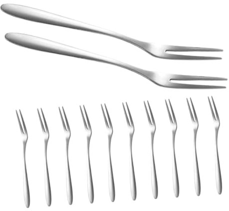 MUCKLILY 12stücke Teiliges Edelstahl Obstgabeln Kleine Snackgabeln Mit Zinken Spülmaschinenfest Leichte Salatgabeln Ergonomisch Komfortabel Für Kuchen Desserts Buffet Reise