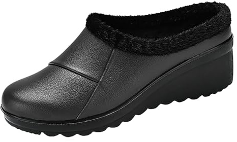 cfpqv Zapatillas de estar por casa para mujer, de felpa, cerradas, forradas, zapatillas de invierno, pantuflas cálidas, pantuflas de cuero, zapatos de caminar, zapatos de jardín, para interiores y