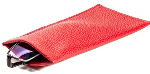 LuxCase Étui à lunettes souple Stockholm en cuir véritable fait à la main - Protection pour lunettes de soleil - Support pour lunettes de jour - Pour la lecture - Unisexe, rouge,