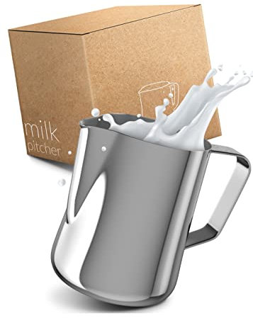 Lambda Coffee Barista Espresso Kännchen Edelstahl 150ml I Espresso Kanne silber zum Gießen von Espresso I Barista Milchkännchen klein | Siebträger Zubehör