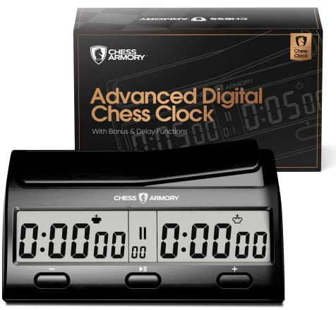 Chess Armory Advanced Digital Chess Clock - Portable Timer with Tournament and Bonus Time Features