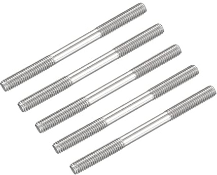 METALLIXITY Double Ended Stud Screws (M6 Thread 70mm Length) 5pcs, 304 Stainless Steel Dual Threaded Rod Bolts - for House Maintenance