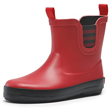 DREAM PAIRS Bottes en Caoutchouc pour Enfants, Chaussures de Pluie, antidérapantes et légères pour garçons et Filles,Size 26,Rouge Noir,SDRB2201K-E