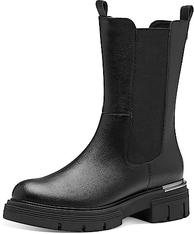 MARCO TOZZI Stivaletti Chelsea Donna in Pelle Sintetica con Tacco a Blocco, Black, 40 EU