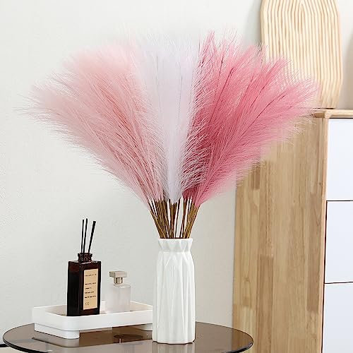 Wertuirk 30 st falskt pampasgräs – 61 cm rosa pampasgräs heminredning, konstgjort färgat pompasgräs för rumsdekor, blomsterarrangemang, bröllopsdekorationer och dekorationer för babyshower