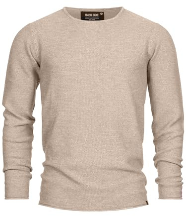 Indicode Herren Loakim Klassischer Strickpullover mit Rundhalsausschnitt | Pullover Herrenpullover Pulli meliert für Männer Cornstalk, S