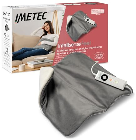 Imetec Intellisense Feel, Termoforo ponderato, cuscino termico elettrico effetto sabbia, Per schiena e addome, Rapido riscaldamento, Anallergico e Lavabile, 5 temperature, Electro block di sicurezza