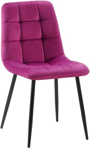 CLP Esszimmerstuhl Antibes | Samt | Gepolstert | Küchenstuhl | Metallbeine mit Bodenschonern | Belastbar bis 150 kg, Farbe:lila