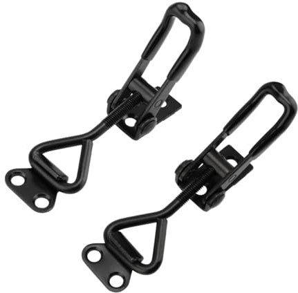 MiJunHD Adjustable Toggle Clamps, 2Pcs Quick Release Metal Pull Latch, Heavy Duty 100KG/220lbs Toggle Latch Lever Buckle for Box, Cabinet, Lockers, Closet, Door (Black - No Lock Hole)