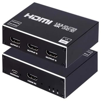 IVIVTOR duplicateur HDMI Splitter 4K - Répartiteur HDMI 1 entrée 3 sorties compatible HDCP 1.4 4K 3D UHD 1080P HDTV Lecteurs DVD, consoles de jeux, appareils de streaming, décodeurs TV câble/satellite