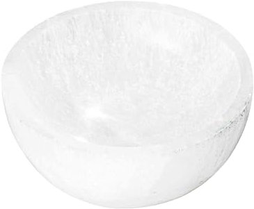 NKlaus Selenit Schale 8 cm - Handgeschnitzte Schale zur energetischen Reinigung von Heilsteinen & Schmuck, für Meditation, Reiki & Esoterik