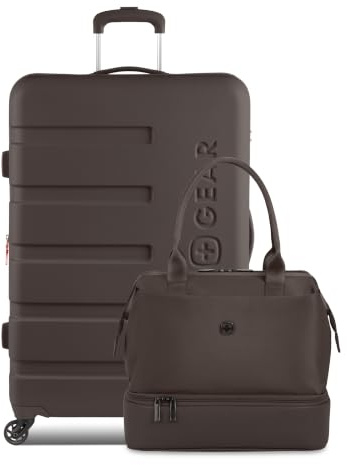 SwissGear 7366 Signature Hardside Expandable Luggage with Spinner Wheels and TSA Lock, Weekender Tote, Chocolate, 2-Piece Set (Weekender/27)