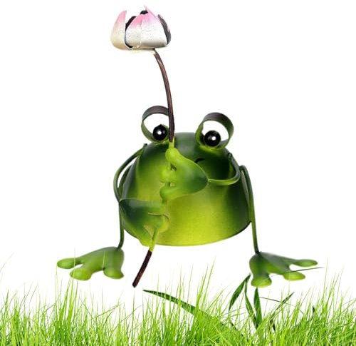 Statuette a di rana, decorazione per la casa, realistica statua in ferro per esterni, sculture di animali in metallo, statuette decorative multiuso per terrazza, tavolo, libreria