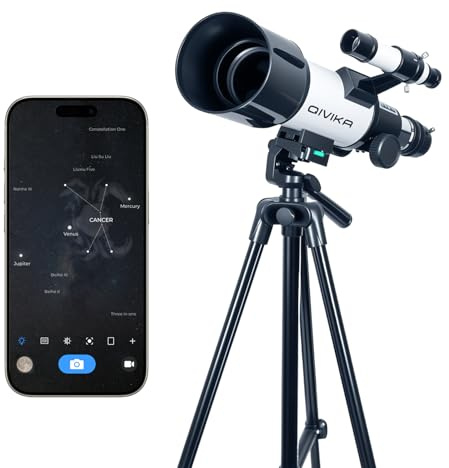 Refractor Telescope for Adults with AZ Mount Travel Telescope 70mm Aperture 300mm Astronomy Gift Fully Multi-Coated Optics with Tripod & Phone Adapter, Bonus 1-Year Free Star Map App