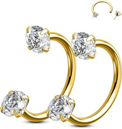 OUFER Body Piercing 2 st hästskoringar ring 18G 316L rostfritt stål trådlöst nos helix tragus daith nostril septum piercing smycken tryck i läpp labret cartilage örhängen kvinnor män 7 mm/8 mm