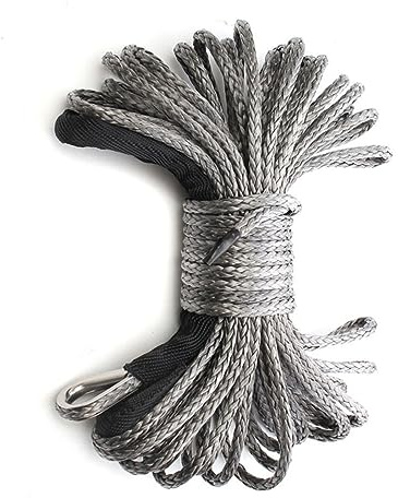 1pc Universal Car Winch Corda ATV UTV Verricello sintetico ad alta resistenza Cavo di linea Cavo di traino con guaina Grigio Accessori