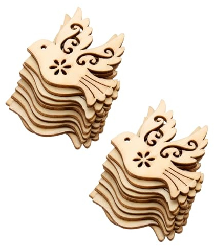 20 figuras de paloma de la paz, adornos de paloma de la paz de madera marrón, manualidades, decoración para el hogar, árbol de Navidad, decoración del hogar, decoración