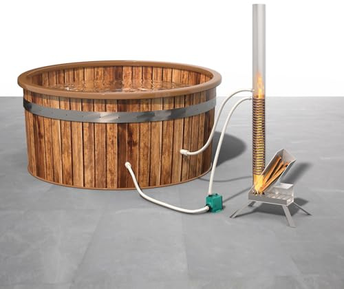 ECO POOLTECH Poolheizung Holz, Wärmepumpe Pool mit Brennholz aus Titan Outdoor Warmwasser Wärmepumpe für Kleiner Pool, Badewanne, Whirlpool Poolheizung Holzofen