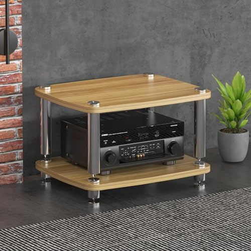 4-vånings Stereostativ, HiFi-högtalarkabinett Med Delad Vibrationsdämpning, Modernt Stereoställ I Trä For Spel, Möten, Vardagsrum, Inspelningsrum(Beige,2 Tier)