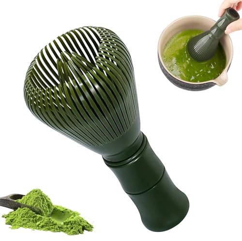 Frusta per tè Matcha, riutilizzabile, lavabile in lavastoviglie, per miscelare tè Matcha giapponese, perfetta per cerimonie schiumose del tè Matcha, colore verde