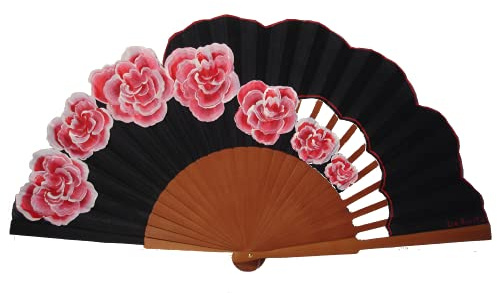 Abanico de flores/Abanico español/Abanico pintado a mano/Abanico flamenco/Abanico de madera/Abanico de mano Rosas de Granville
