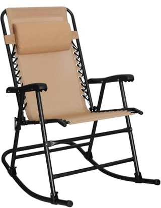 Amazon Basics Sedia a dondolo pieghevole, Beige, 98 x 95 x 66 cm