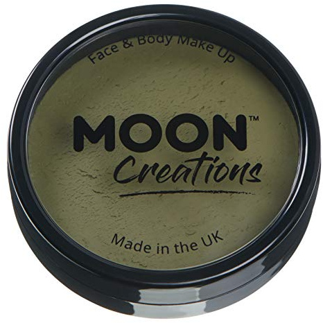 Pro Face & Body Paint Cake Pots by Moon Creations - Army Green - Professional Water Based Face Paint Makeup for Adults, Kids