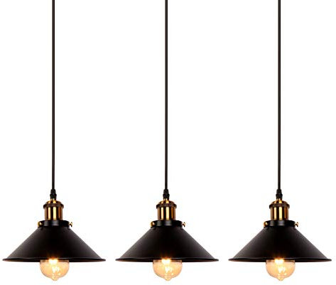 Newrays Industrial Retro Black Iron Kitchen Restaurant Bar Balcony Hanging Pendant Light (3 Pack)