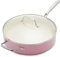 GreenLife Artizan Healthy Ceramic Non-Stick 30 cm/4.8 Litre Sauté Pan Jumbo Cooker with Helper Handle and Lid, Stainless Steel Handle, Induction, PFAS Free, Oven Safe, Pink