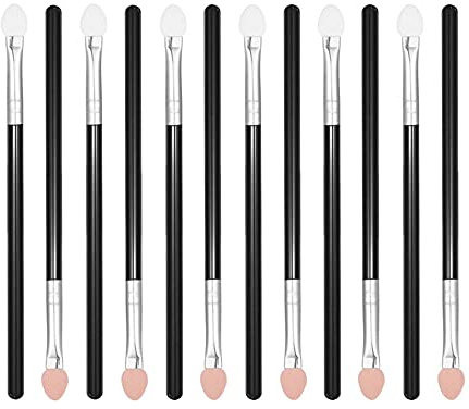 Dtoterul Pinceles para Sombra de Ojos 12 Piezas Cepillo de Sombra de Ojos Cepillo de Sombra de Ojos Doble Cara Brocha de Maquillaje de Ojos con Mango Largo Pinceles Maquillaje Ojos