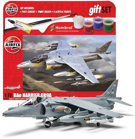 Airfix Hanging Model Aircraft Kits - BAE Harrier GR.9A Model Building Set, 1:72 Scale Model Plane Kit for Adults & Kids 8+ - Aircraft Models Military Gifts for Men to Build, Skill Lvl. 2