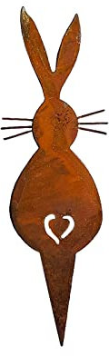 Lapin de Pâques Décoration Jardin Rouillée Métal - Figure de dècoration rouilée pour la maison ou le jardin, Lapin Pâques Décoration Jardin Vintage Marron, Forme Lapin Jardin Déco Extérieur (B)