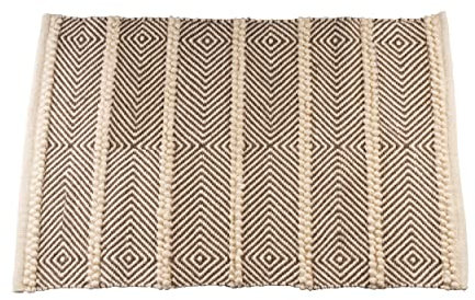 EGLO LIVING Teppich Longlac, Wohnzimmerteppich gewebt im Boho Style, Vorleger aus Baumwolle in Braun und Creme, Wollteppich Kurzflor für Wohnzimmer und Schlafzimmer, 60x90 cm