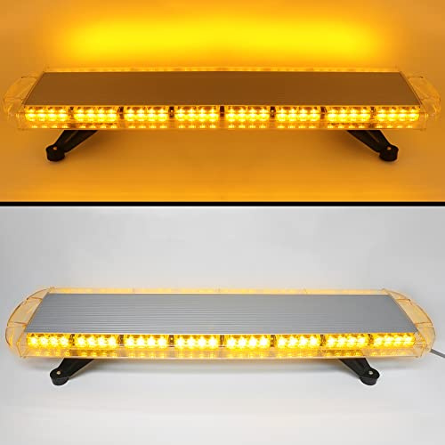 ROUTEKING Rooftop Emergency Strobe Light Bar ，Traffic Advisor Warning Lightbar 15 Flashing Mode IP65 Waterproof Heavy-Duty Bolt Mount for Vehicle Security Snowplow Truck (Amber 38)