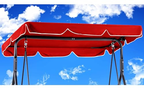 Cubierta para Columpio 210x145cm - Toldo de Reemplazo Impermeable Anti Viento para Jardín Exterior, Resistente al Desgarro, Paño de Poliéster (210*145cm, Rojo)