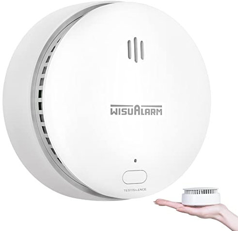 Détecteur de fumée pour la Maison, Batterie de 10 Ans, Alarme Incendie avec Bouton Test/Silence, détecteur de fumée certifié par TUV Conforme à la Norme EN14604 (1 pièce)