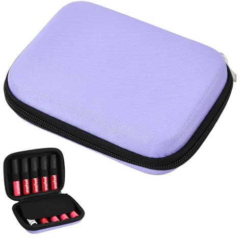 Amexo Custodia per Oli Essenziali Borsa da Trasporto per Smalto Antiurti Porta Oli Essenziali da Viaggio Scatola per Oli Essenziali per 10 Bottiglie a Rullo da 10-15ml (Viola)