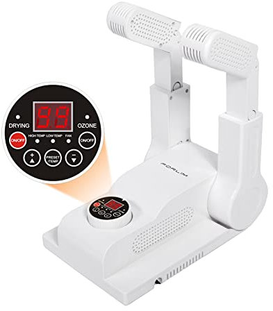 [Upgraded Temperature Control] FORLIM Boot Dryer for Work Boots - Shoe Dryer with 24-Hour Delay Timer, Portable Glove Dryer & Boot Warmer, Automatic Shut-Off Timer, Folding Design, Smart Panel(White)