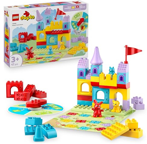 LEGO DUPLO Le Jeu Du Château d’Hopsy - Jeu Éducatif Pour Jeunes Enfants Stimulant La Motricité - 3 Figurines D'animaux, 1 Château & 1 Jeu De Société Avec Roue - Cadeau Pour Fille Ou Garçon 3 Ans 10450