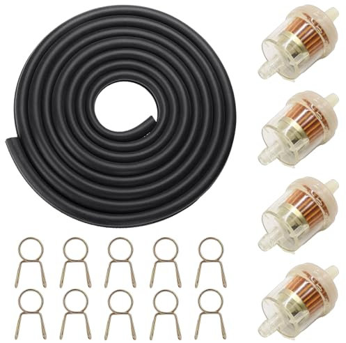 Benzinfilter, Kraftstofffilter, Benzinfilter Moped, Benzinschlauch Rasenmäher, 3m Benzinschlauch Kit Mit 4 Filtern Und 10 Schlauchschellen, Für Motorrad, Roller, Rasenmäher Und Auto