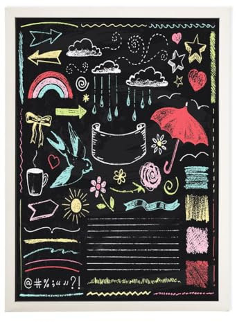 MG Design Tableau noir 50 x 70 cm – Ardoise robuste avec cadre en bois Blanc, surface effaçable pour la maison, les bars et les écoles