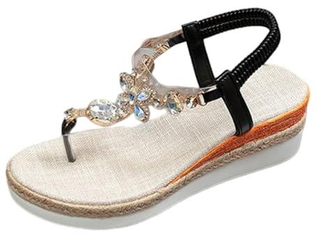 Genérico Sandalias Mujer Verano, Sandalias Con Los Dedos De Los Pies En El Talón De La Mujer, Sandalias Con Tacón Cuña Y Dedos Separados, Cómodo Y Elegante, Transpirable Para Estilo Informal Negro 41