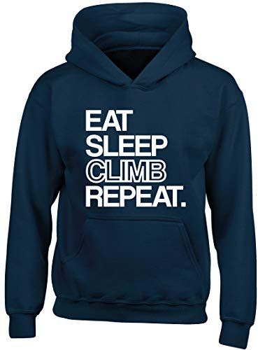 Hippowarehouse Eat Sleep Climb Repeat Kids Children's Unisex Hoodie Hooded top Navy