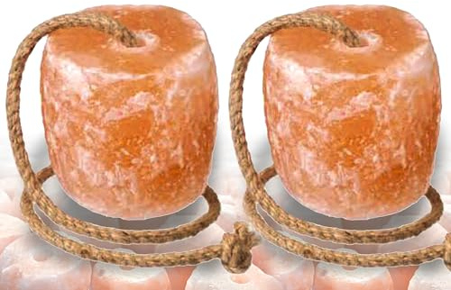 2X Himalayan Animal Horse Lick 1-2 KG | Natural Pink Salt, with strong hanging Rope Suitable for all Animals