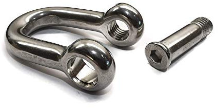 10mm M10 Dee D Shackle with allen key flush countersunk hex pin 316 A4 marine grade stainless steel