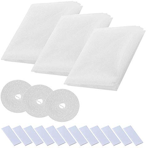 Zanzariera Finestra,Zanzariera Estensibile 3 Pezzi Rete Zanzariera,Dimensioni 150x200cm,Rete Super Zanzariere per Finestra con Nastri Autoadesivi Bianca