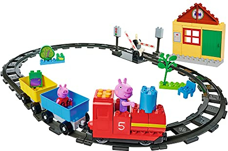 Big-Bloxx Peppa Pig Train Fun - Set da Costruzione Big Bloxx con Peppa e Nonno Wutz, 59 Pezzi, per Bambini dai 18 Mesi in su