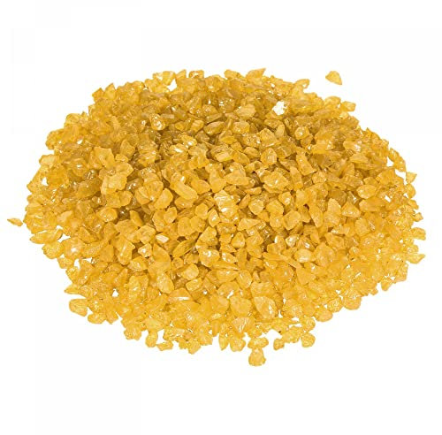 sourcing map Décoratif Verre Gravier 320g/0.7Lbs Irrégulier Roche Sable Pierre Jaune pour Poissons Réservoir Plantes Décoration