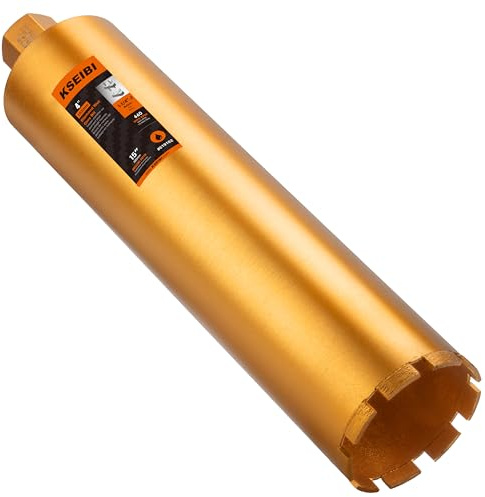KSEIBI 619102 Wet Concrete Core Drill Bit, 4-Inch Diameter for Drilling Concrete, Marble, Granite, Brick, and Hard Masonry 16-Inch Drilling Depth, 1-1/4-7 Arbor, 10mm Segment Height Diamond Hole Saw