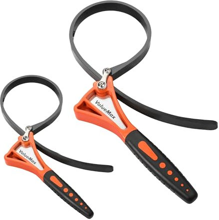 ValueMax 2-Piece Oil Filter Strap Wrench Set, Adjustable Wrench with 460mm and 630mm, Rubber Wrench Max Tension 2000N for Plumbing, Jar Opener